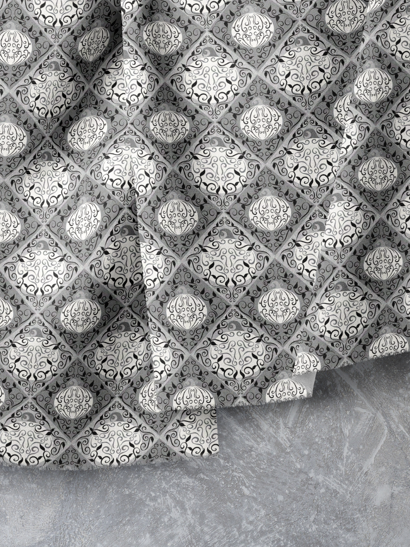 Elegant Swirled Pumpkin Diamond Pattern on White and Gray