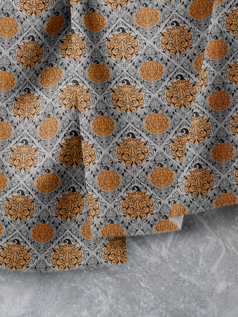 Elegant Swirled Pumpkin Diamond Pattern on Gray