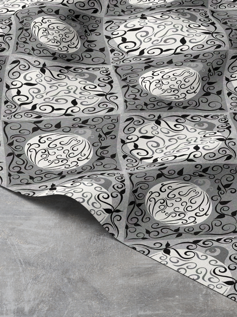 Elegant Swirled Pumpkin Diamond Pattern on White and Gray