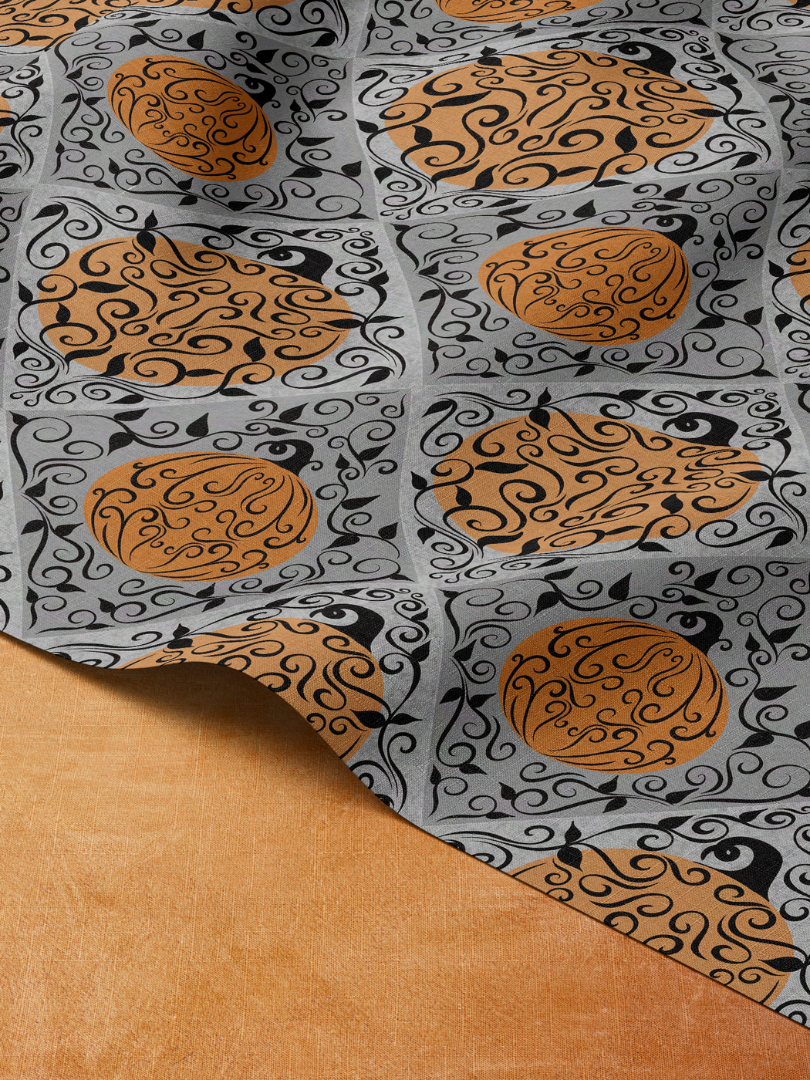 Elegant Swirled Pumpkin Diamond Pattern on Gray