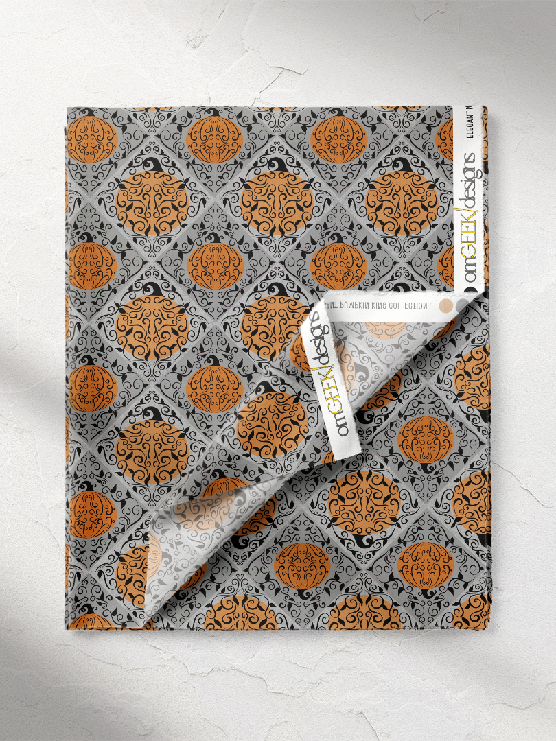 Elegant Swirled Pumpkin Diamond Pattern on Gray