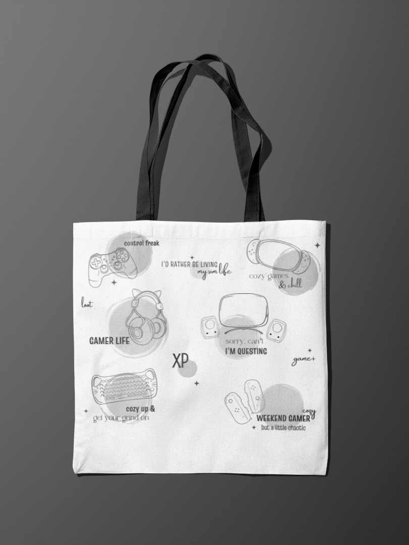 Gamer Streamer Terms and Lingo Tote Bag Carry All for Gaming and Streaming Essentials