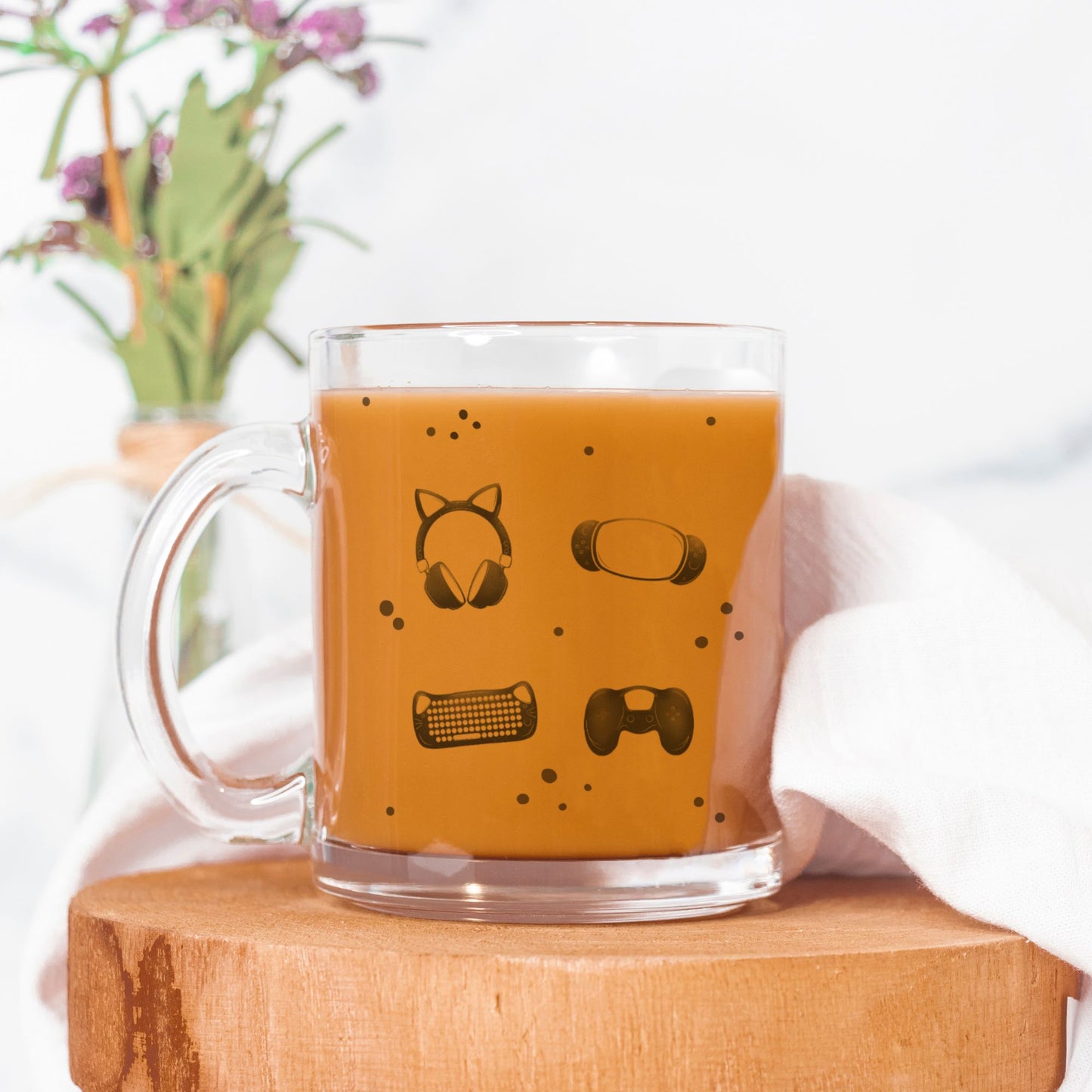 Gaming Essentials Geeky Clear Mug Glass for Geeks and Gamers