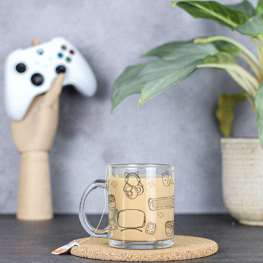 Gamer Essentials Clear Mug Glass for Cozy Gaming Sessions