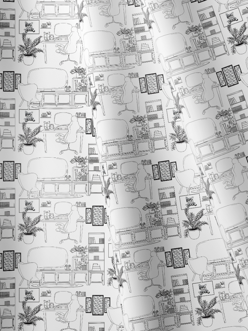 Modern Toile de Jouy-Inspired Geeky Gamer Gaming Space Fabric on a White Background